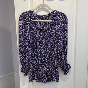 NWOT Cynthia Steffe Purple and White Patterned Blouse
